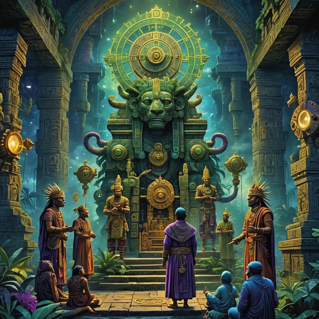 Mayan Priests Perform Rituals in a Tech-Enhanced Jungle