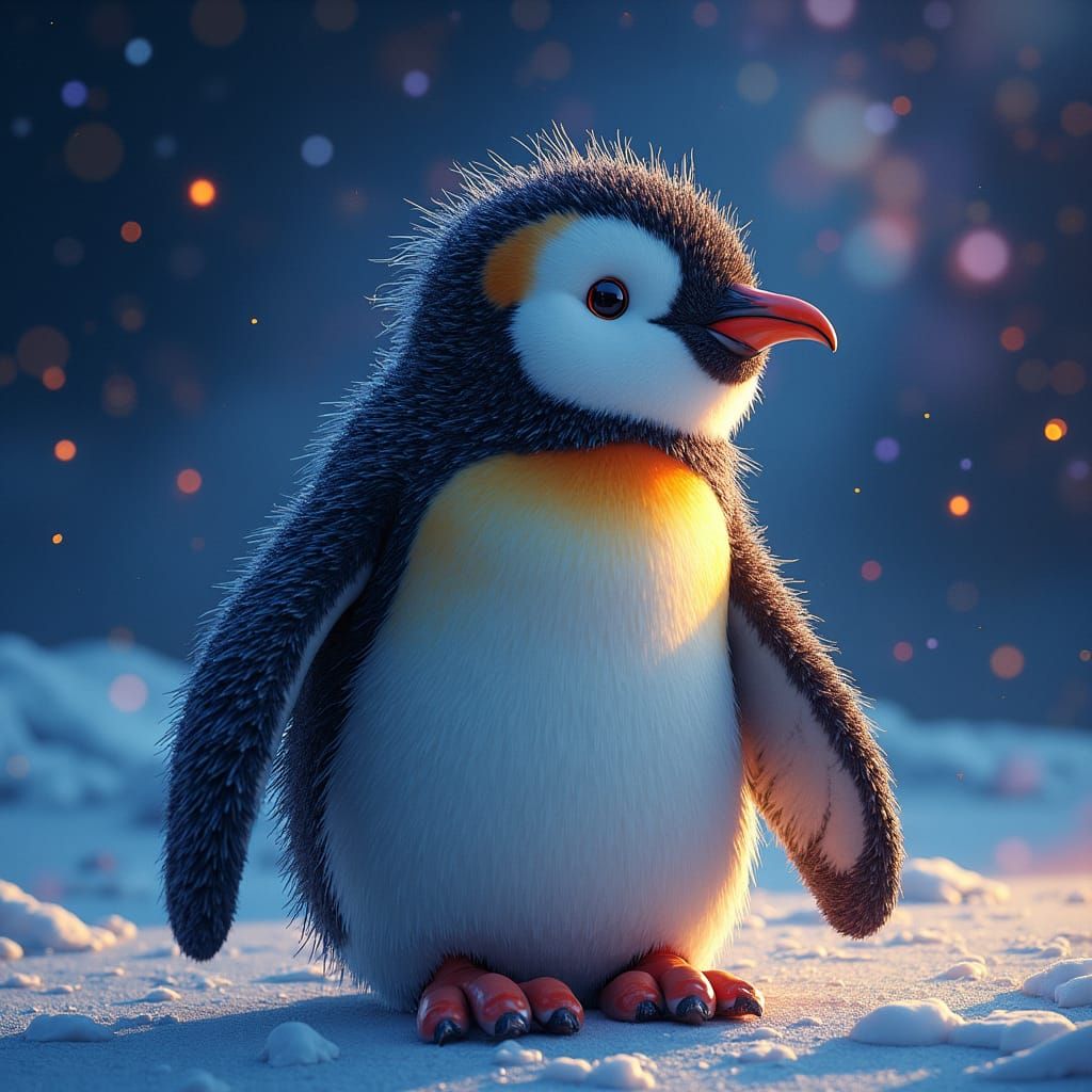Galactic Baby Emperor Penguin Portrait