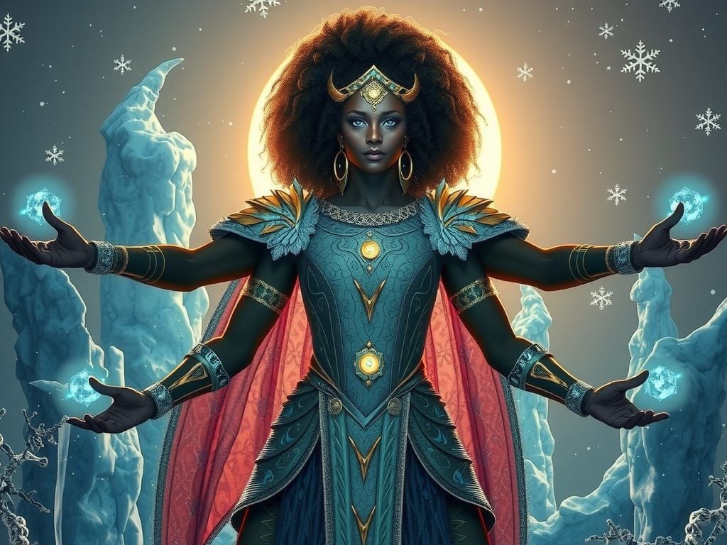 Goddess in Winter: A Surreal Digital Masterpiece