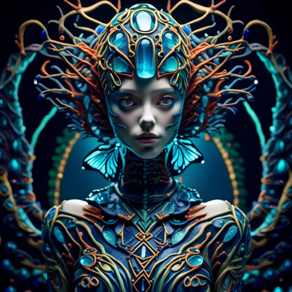 Crystal Scarab Beetle in Dark Art Diorama