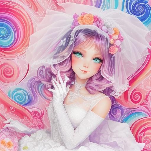 Cat Wedding Portrait in Gouache Style