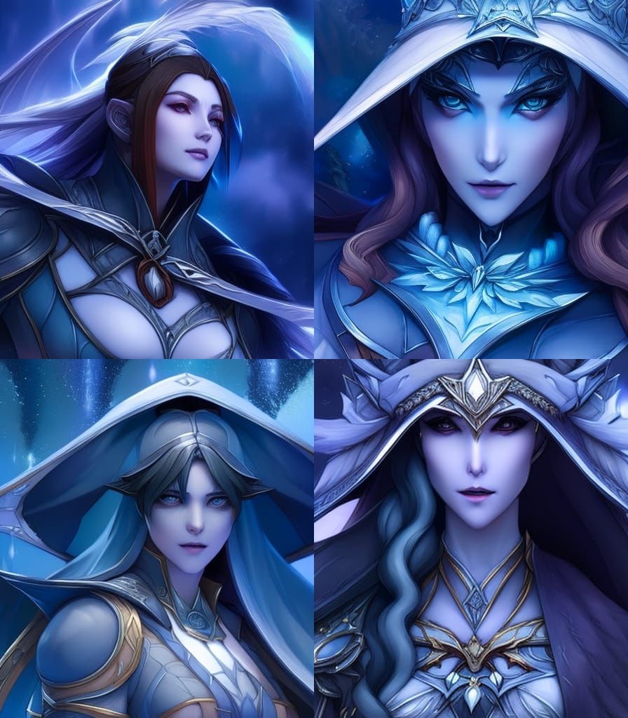 Snow Witch Portrait in Art Nouveau Style