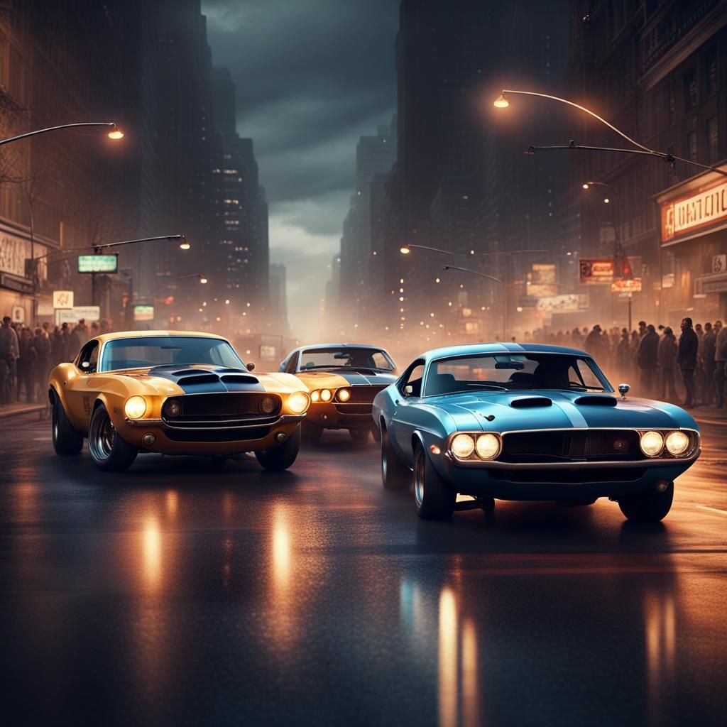 Epic Street Race Between Cobra and Challenger