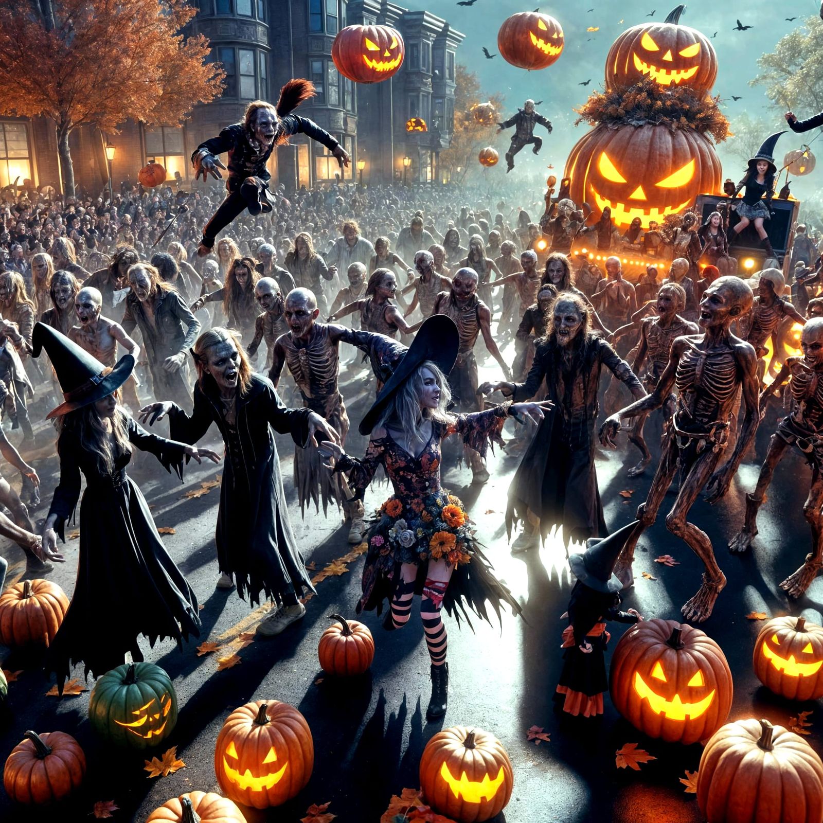 High-Resolution Monster Parade with Zombie Band