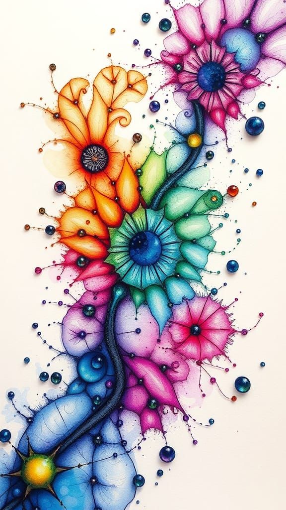 Abstract 3D Fractal Alcohol Ink Art