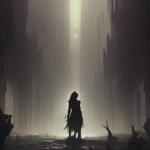 High Gothic Scene of Sadness in Dark Fantasy Style