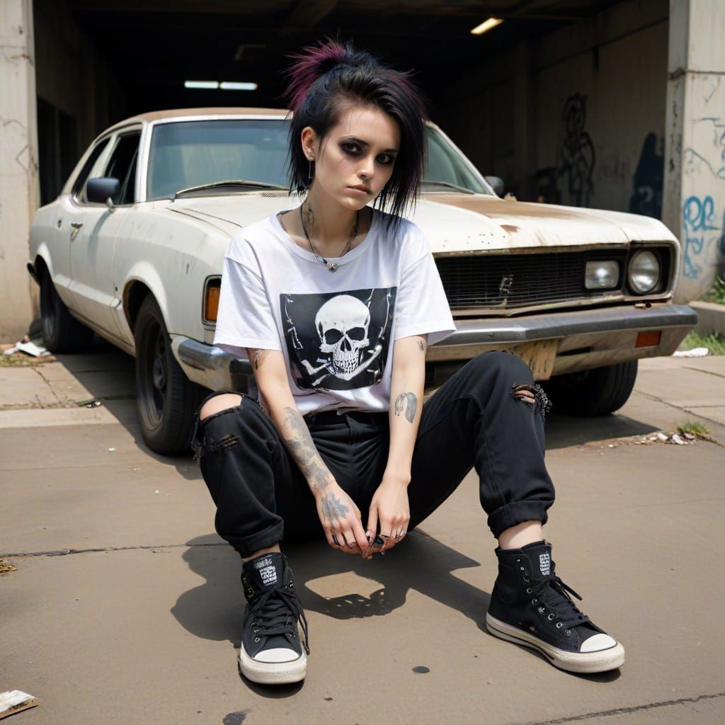 Grunge Girl in Abandoned Garage