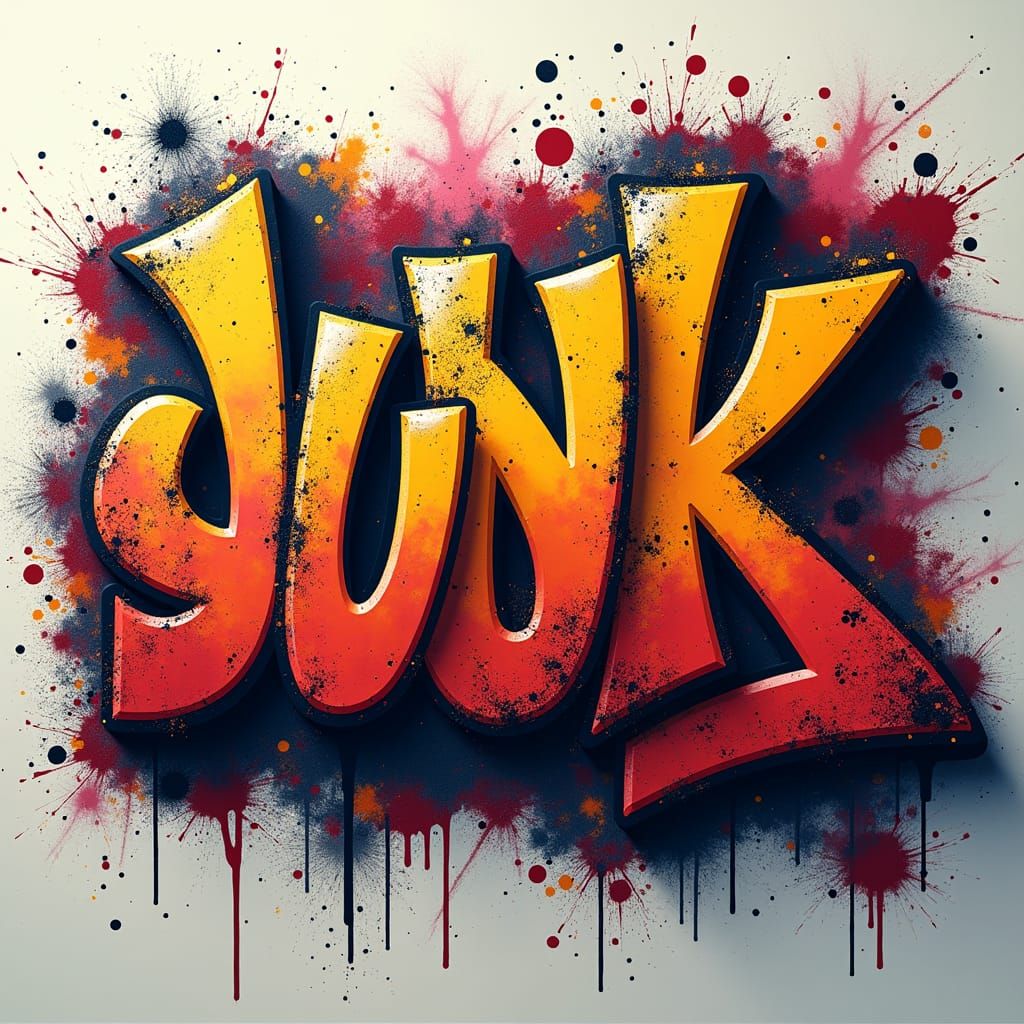 Dynamic Graffiti Art with Vibrant Tags and Splatters