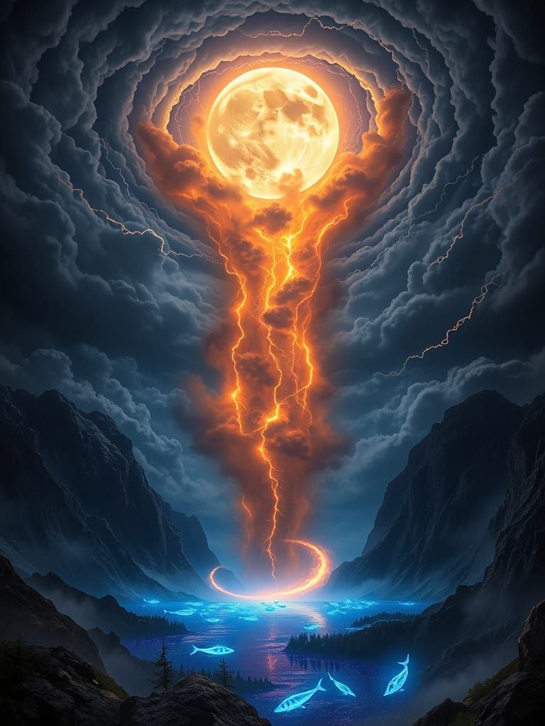 Epic Sapphire Vortex Under Moonlight