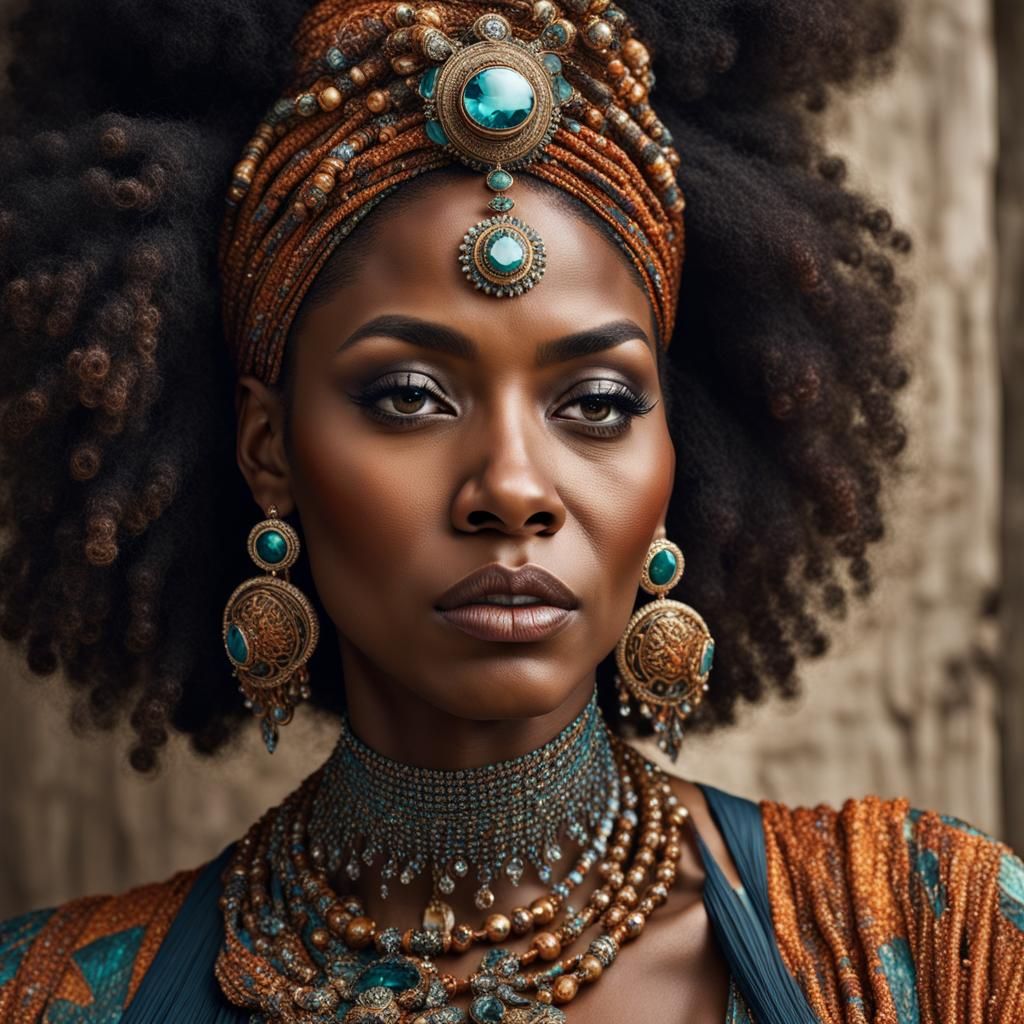 Hyperrealistic Portrait of Woman with Futuristic Jewelry