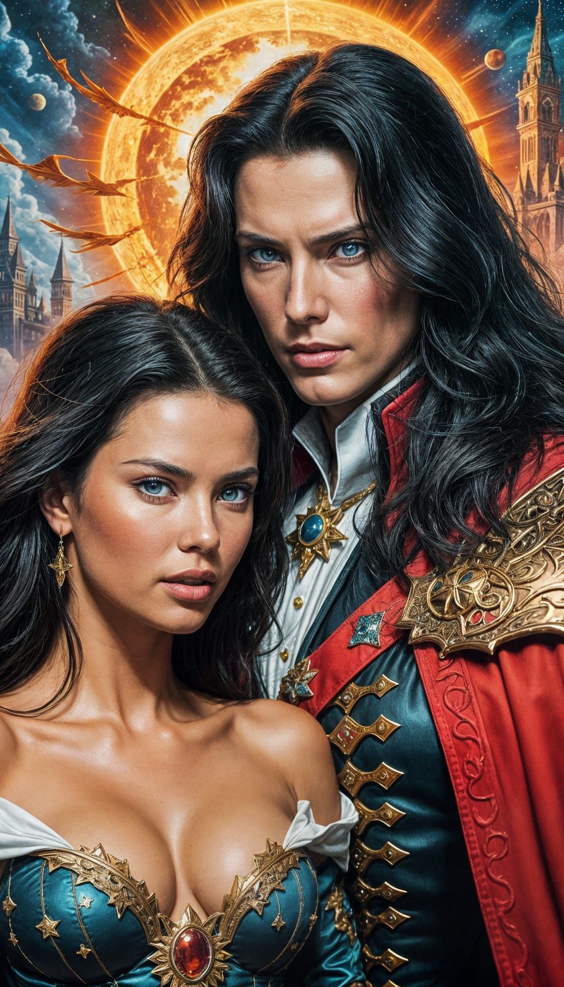 Adriana Lima and Alucard in Enchanting Castlevania World