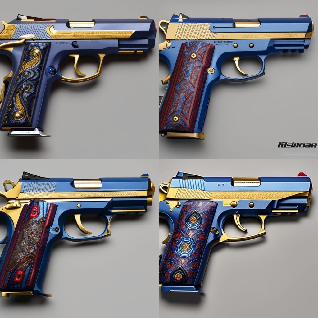 Marble Handgun with Leather Grips on Silk