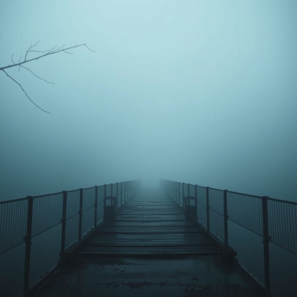 🌫️🍁 When the bridge sleeps in the mist, silence becomes th...
