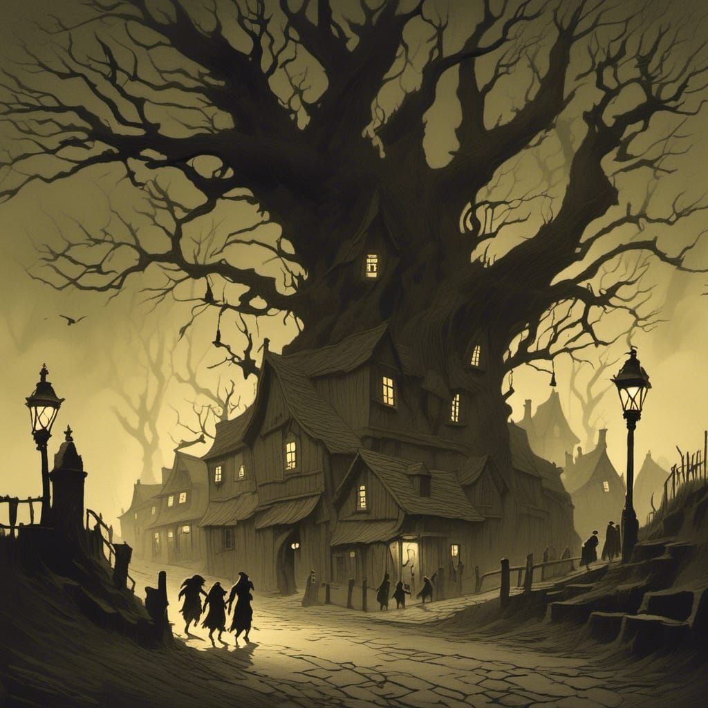 Troll Gathering at Night: Dark Fantasy Illustration