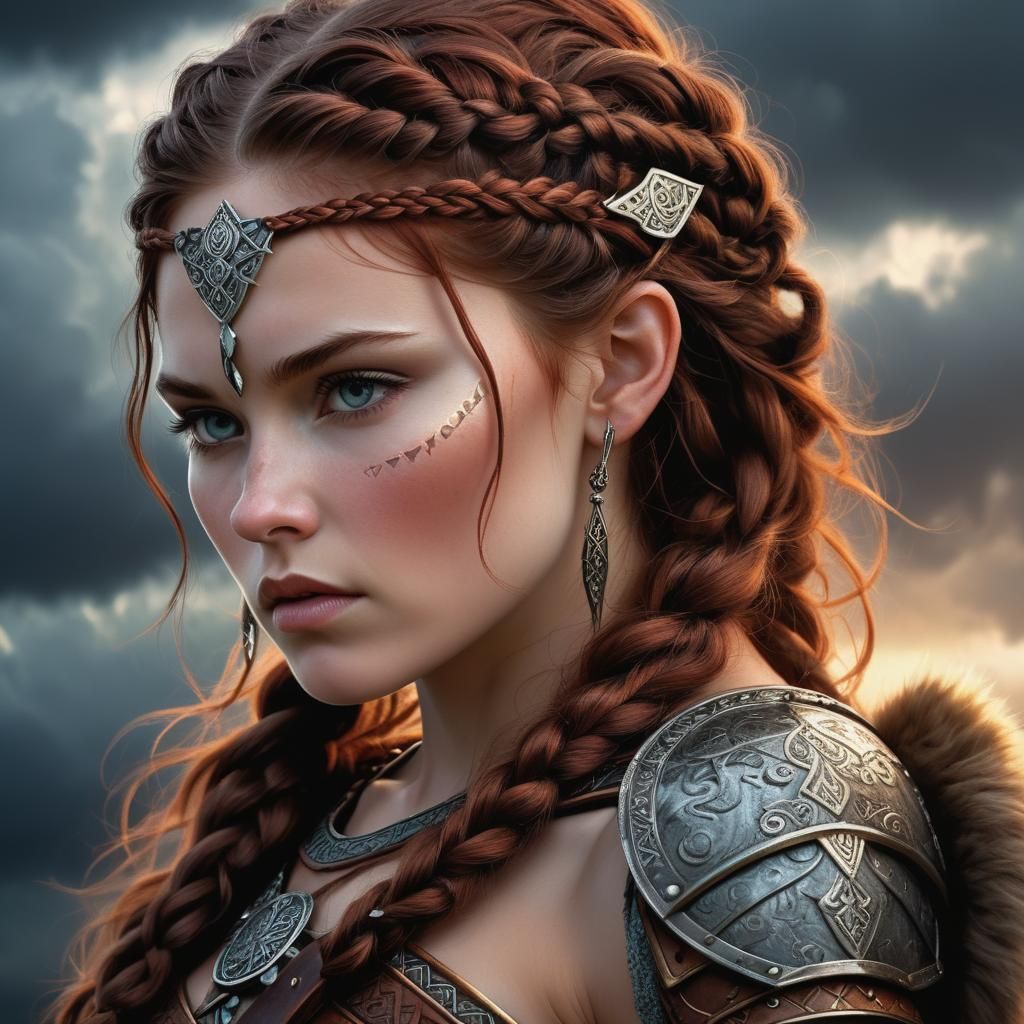 Viking Warrior Woman with Enchanted Weapon