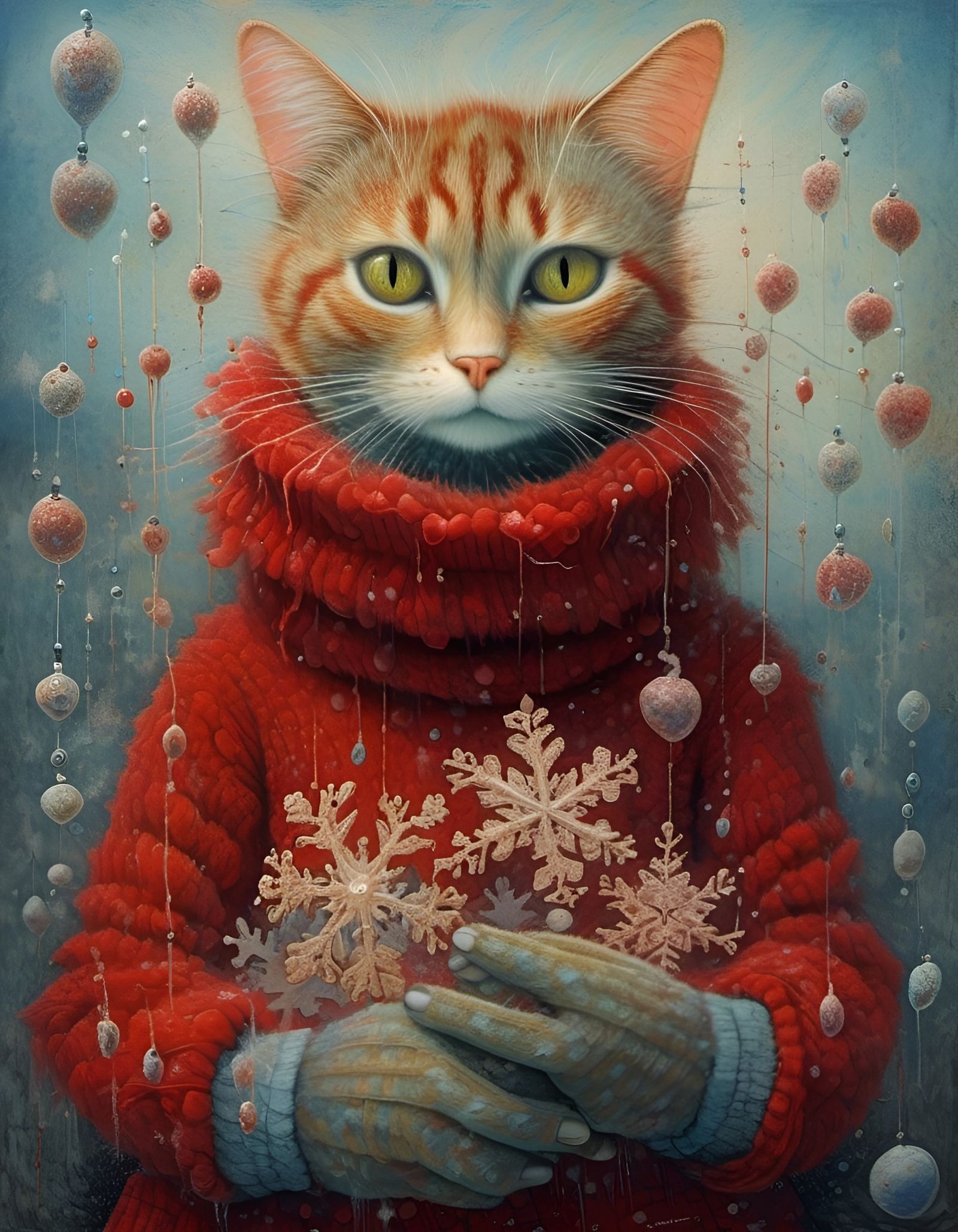 Catching snowflakes.