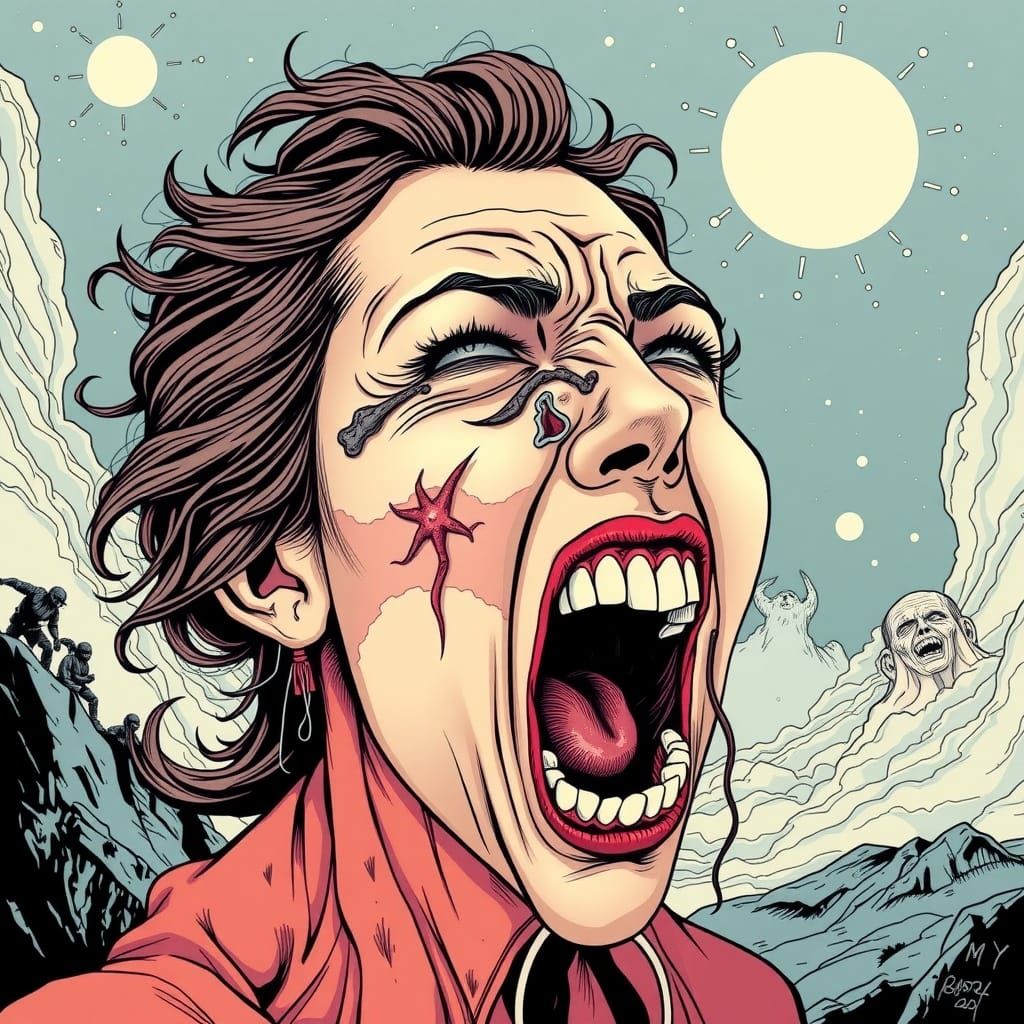 Lovecraftian Horror: Screaming Face Under Malignant Stars