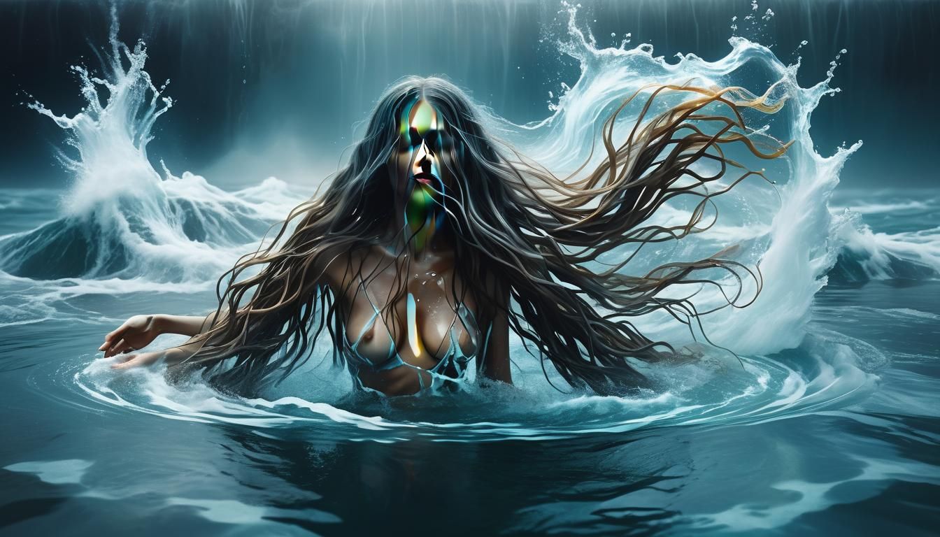 Dreamlike Digital Collage of Cleansing by Water