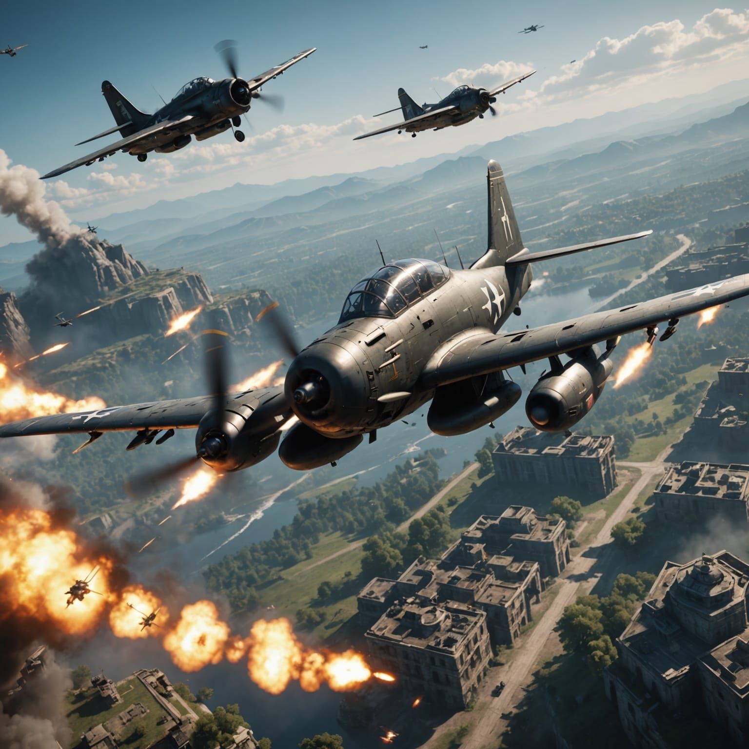 Warplane in Flight: 3D Cinematic Render