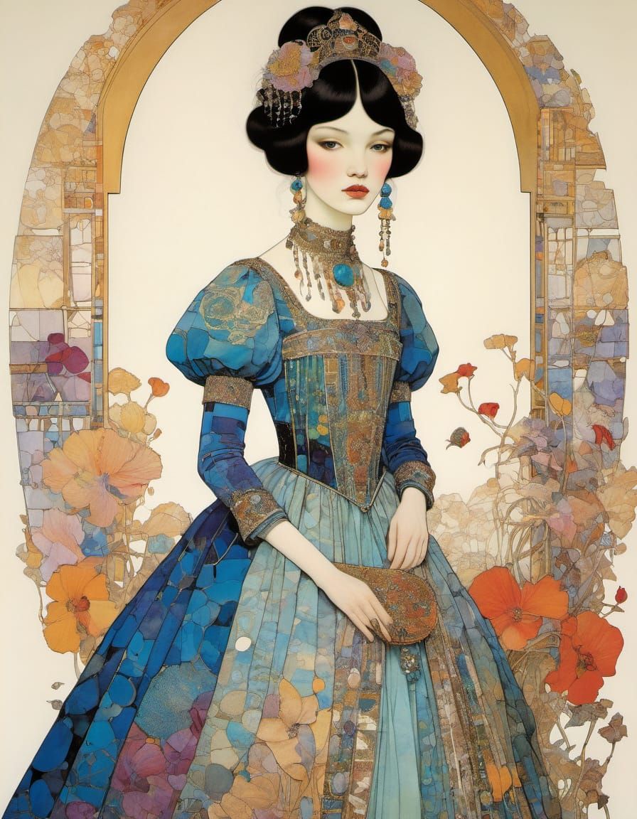 Cinderella Illustration in Art Nouveau Style