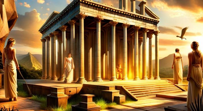 Ancient Temple Sacrifice by Amazon Priestess