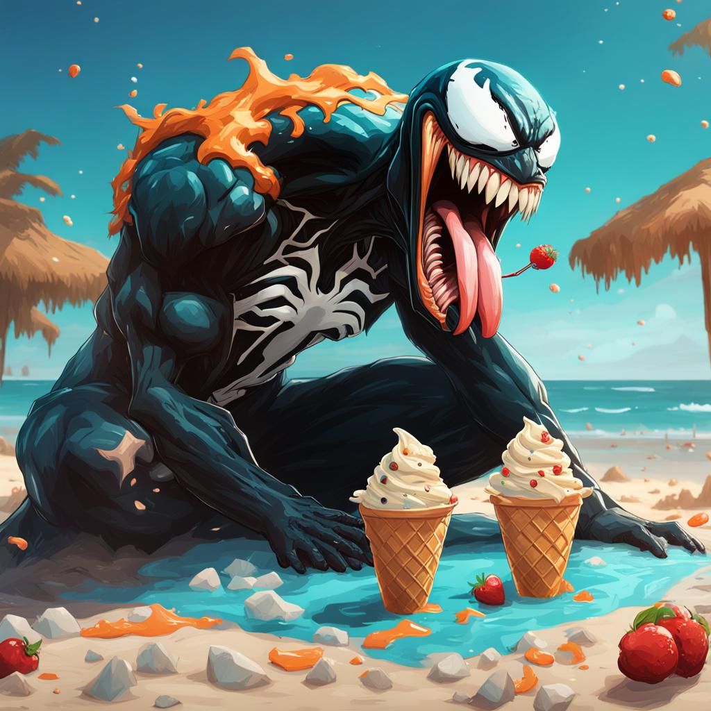 Venom's Beach Day: Hyperdetailed Concept Art