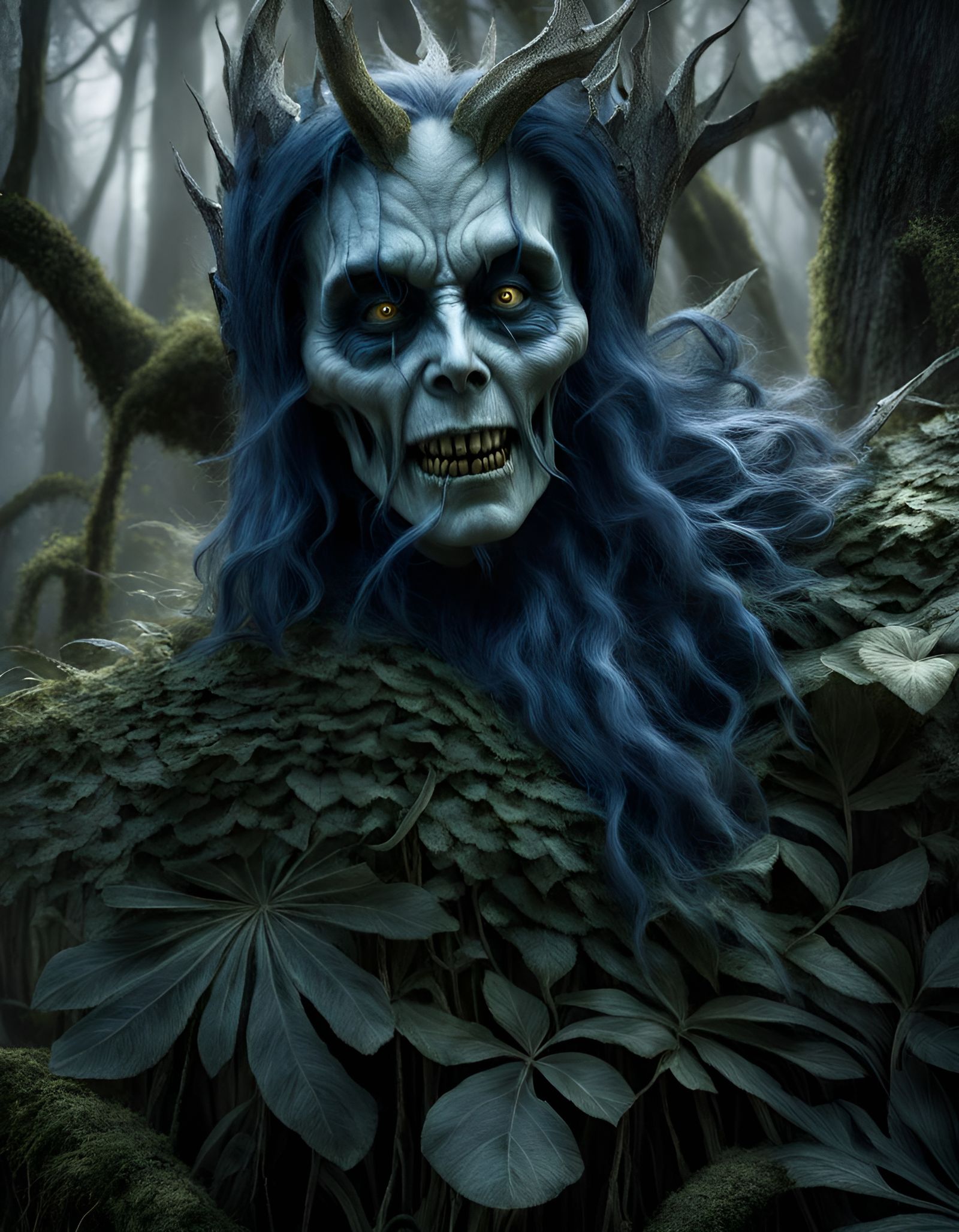 Hyperrealistic Banshee in Forest, Detailed Matte Painting