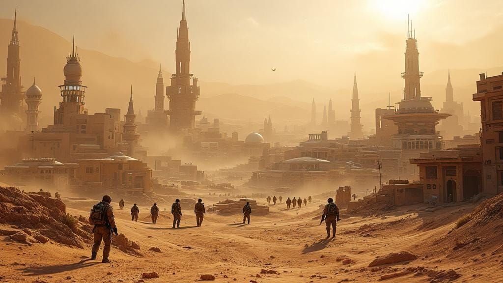 Futuristic Middle Eastern City in Gritty Realism Style