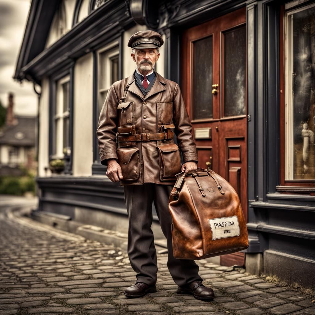 1930s Postman with Letter and Mailbag