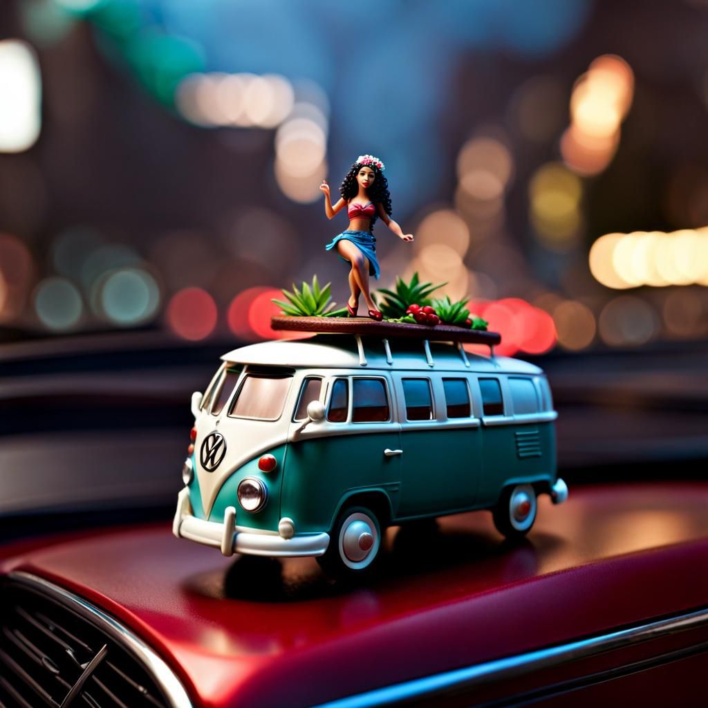 Bobblehead Hula Dancer on VW Dash: Cinematic Art