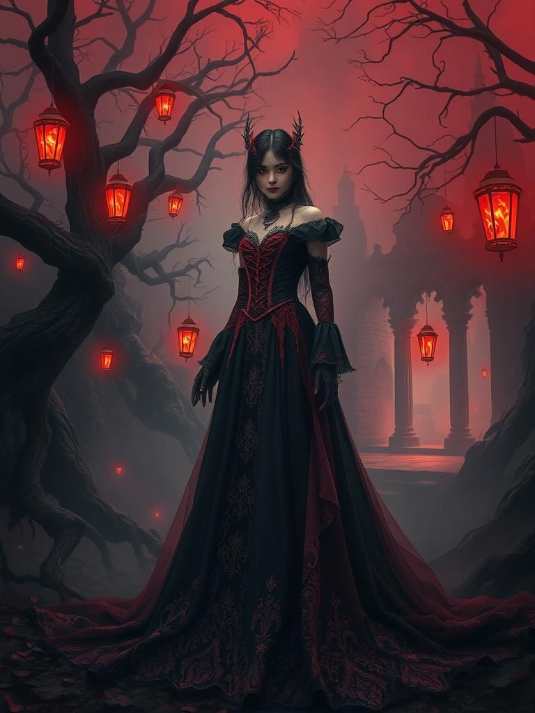 Gothic Princess in Mystical Realm, a Surreal Portrait
