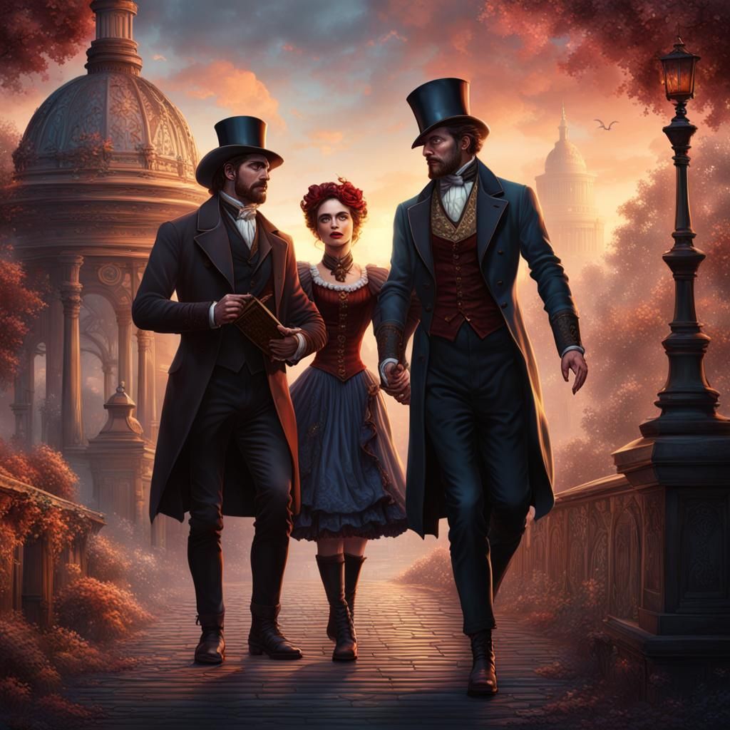 Victorian Romance Book Cover: Love Triangle