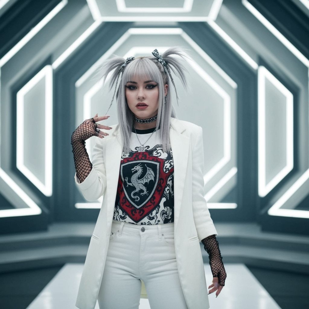 Goth Emo Girl Dancing in Futuristic Setting