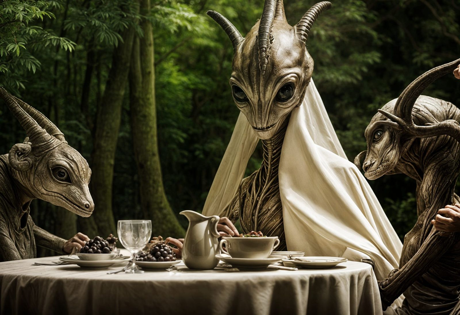 Surreal Alien Restaurant Celebration: Professional Photograp...