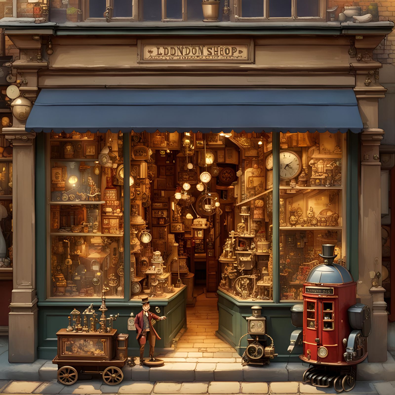 Steampunk Toy Shop Window Display in London