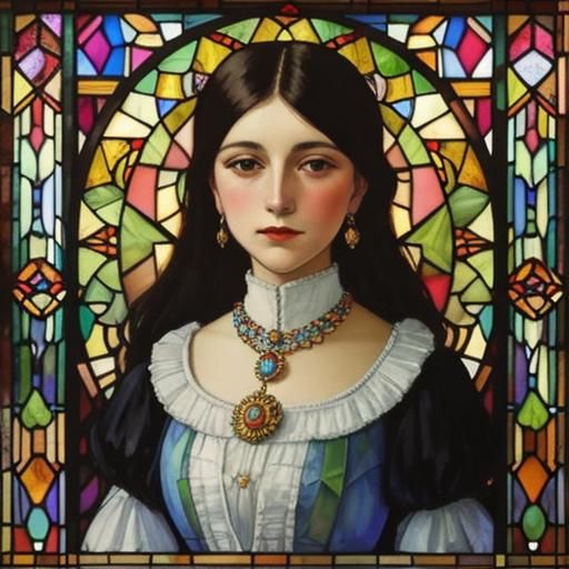 Cléo de Mérode Portrait in Tiffany Glass Style