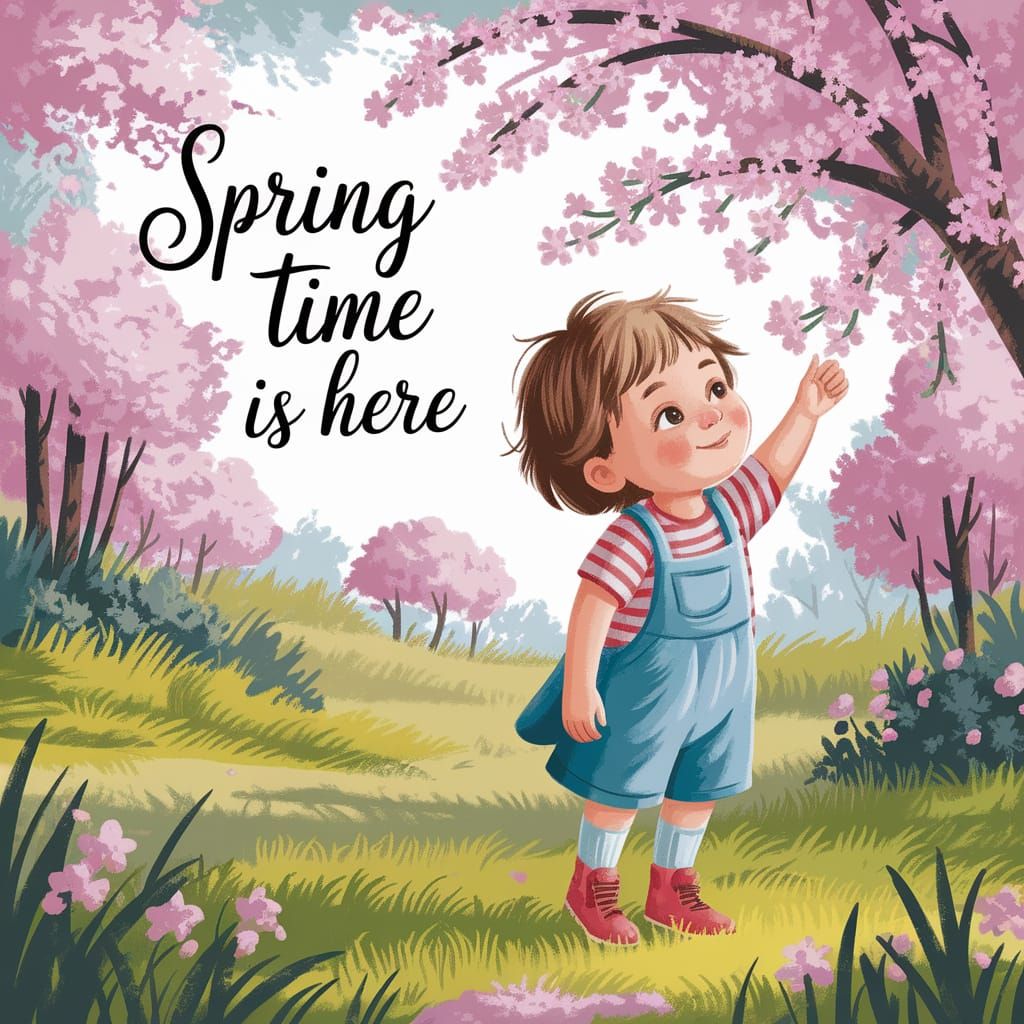 Springtime Joy in Whimsical Storybook Style