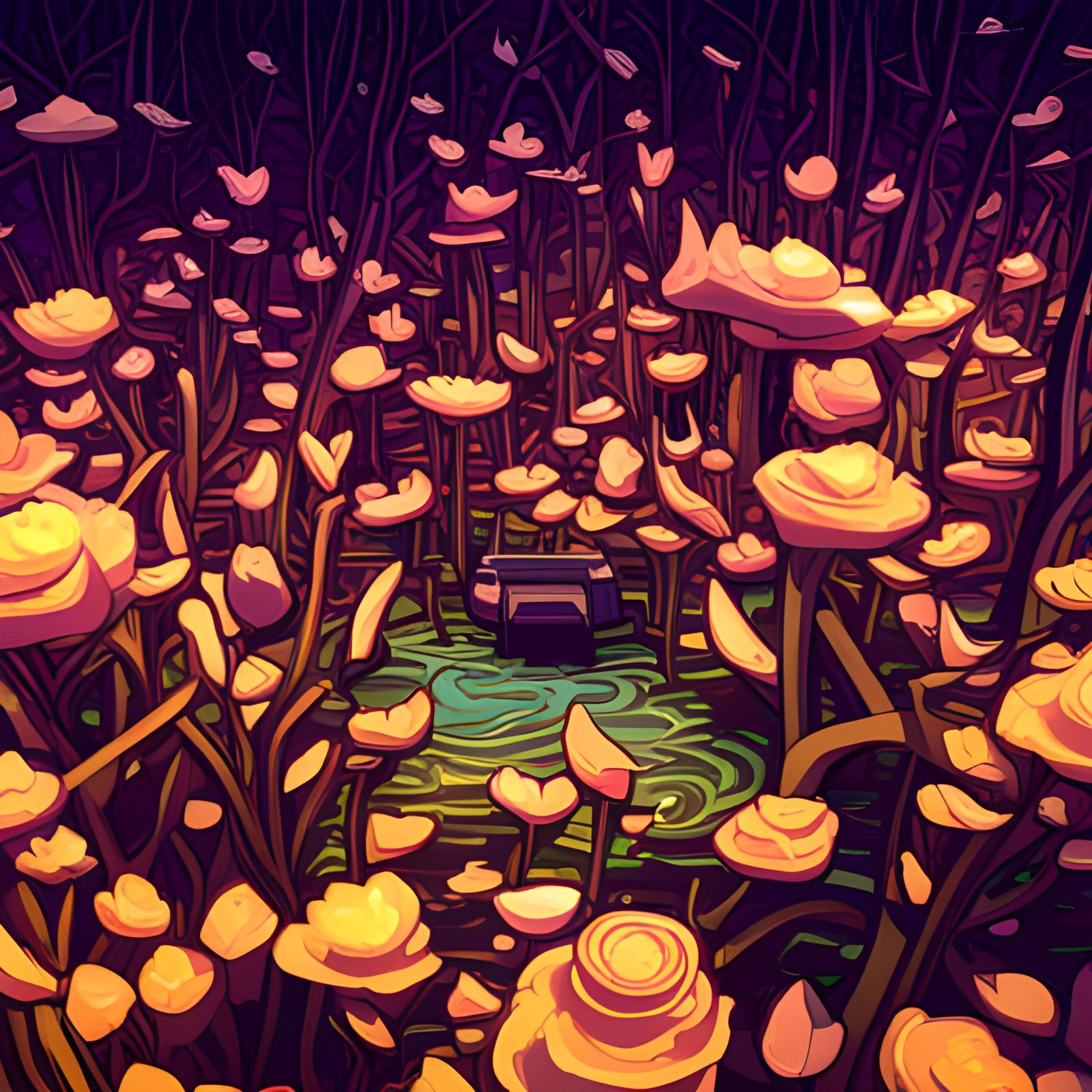 Mangrove Maze Boat Ride: Art Nouveau Concept Art