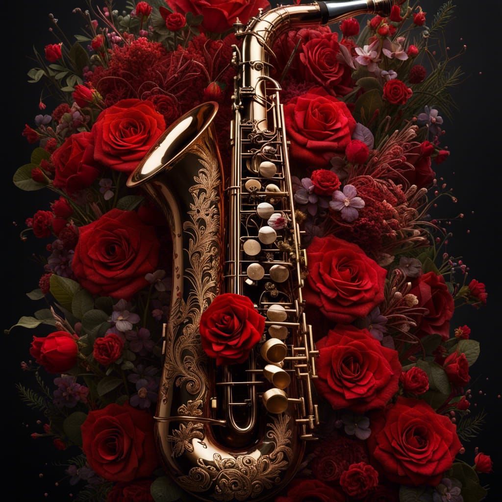 Intricate Saxophone Portrait in Hyperreal Detail