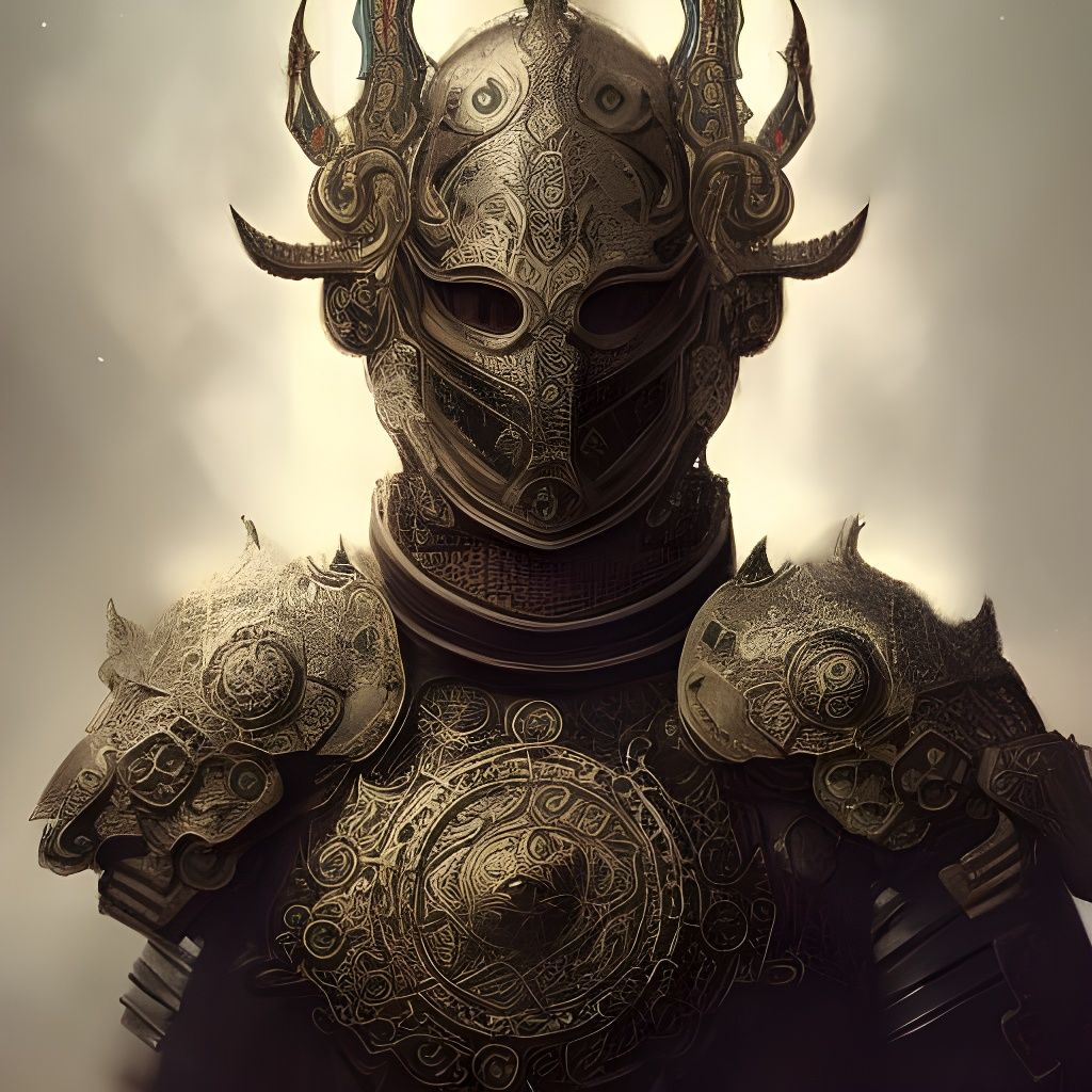 Retro 80s Knight in Filigree Armor Portrait