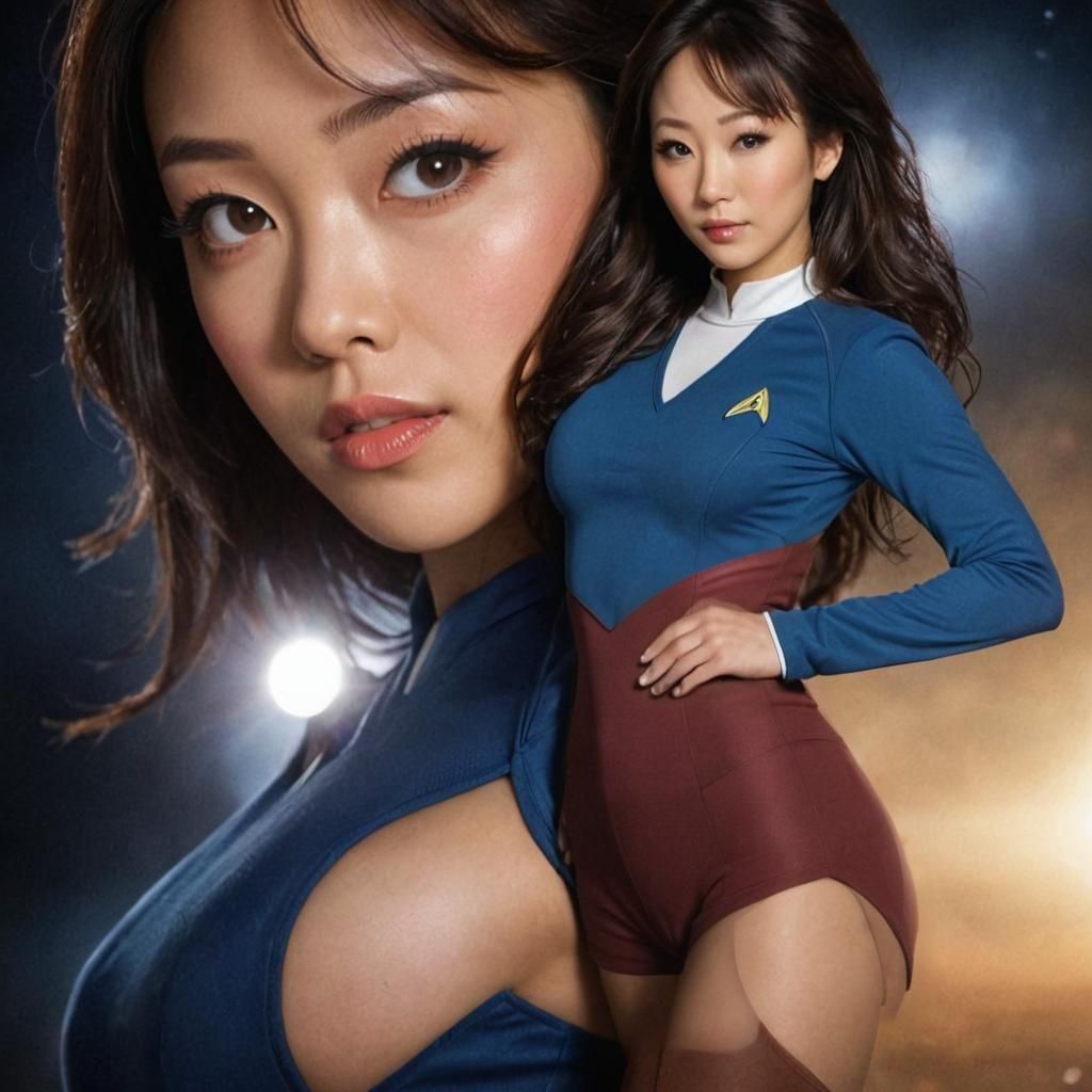 Linda Park as Hoshi Sato wearing a first generation star tre...