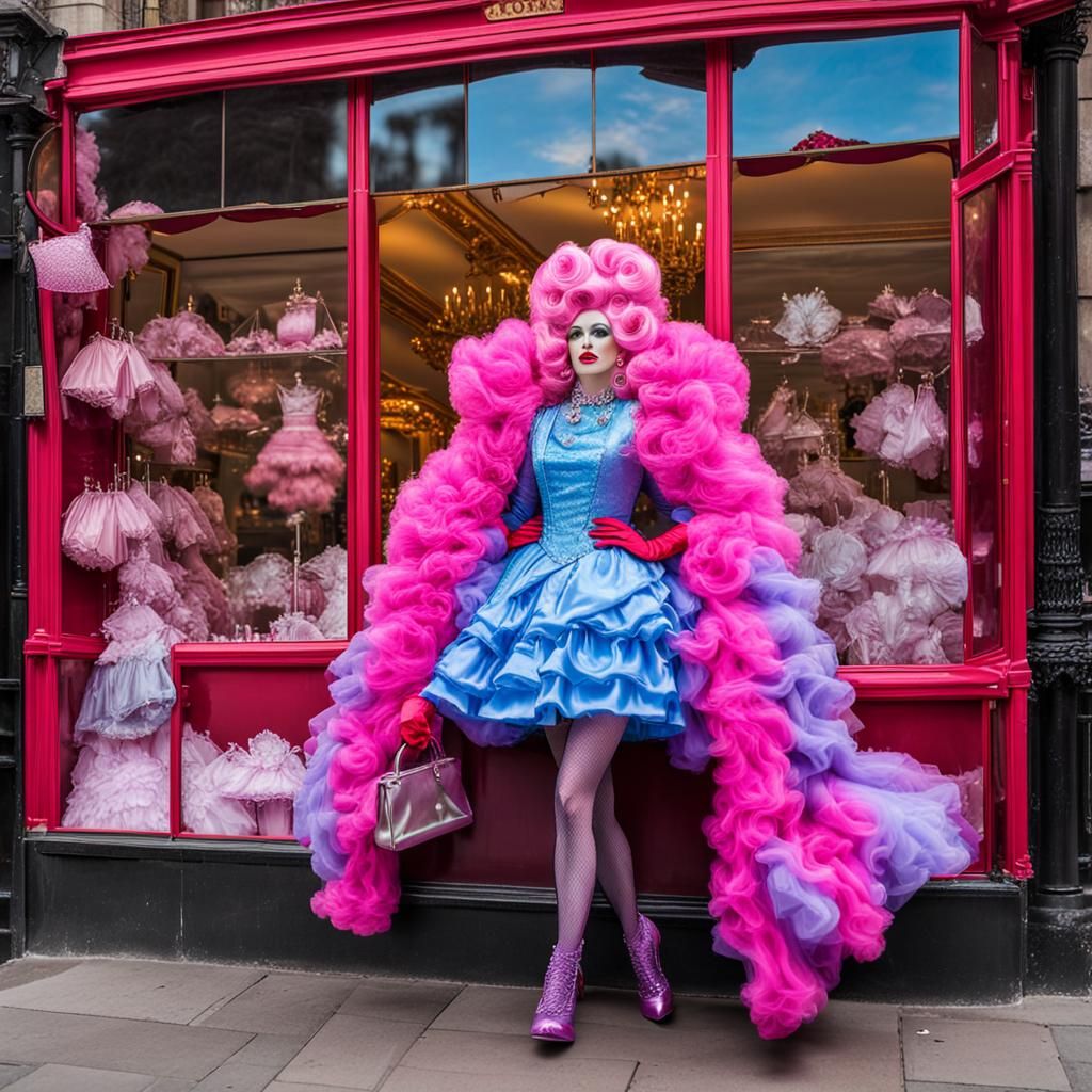 Extravagant Drag Queen in Satin Wonderland