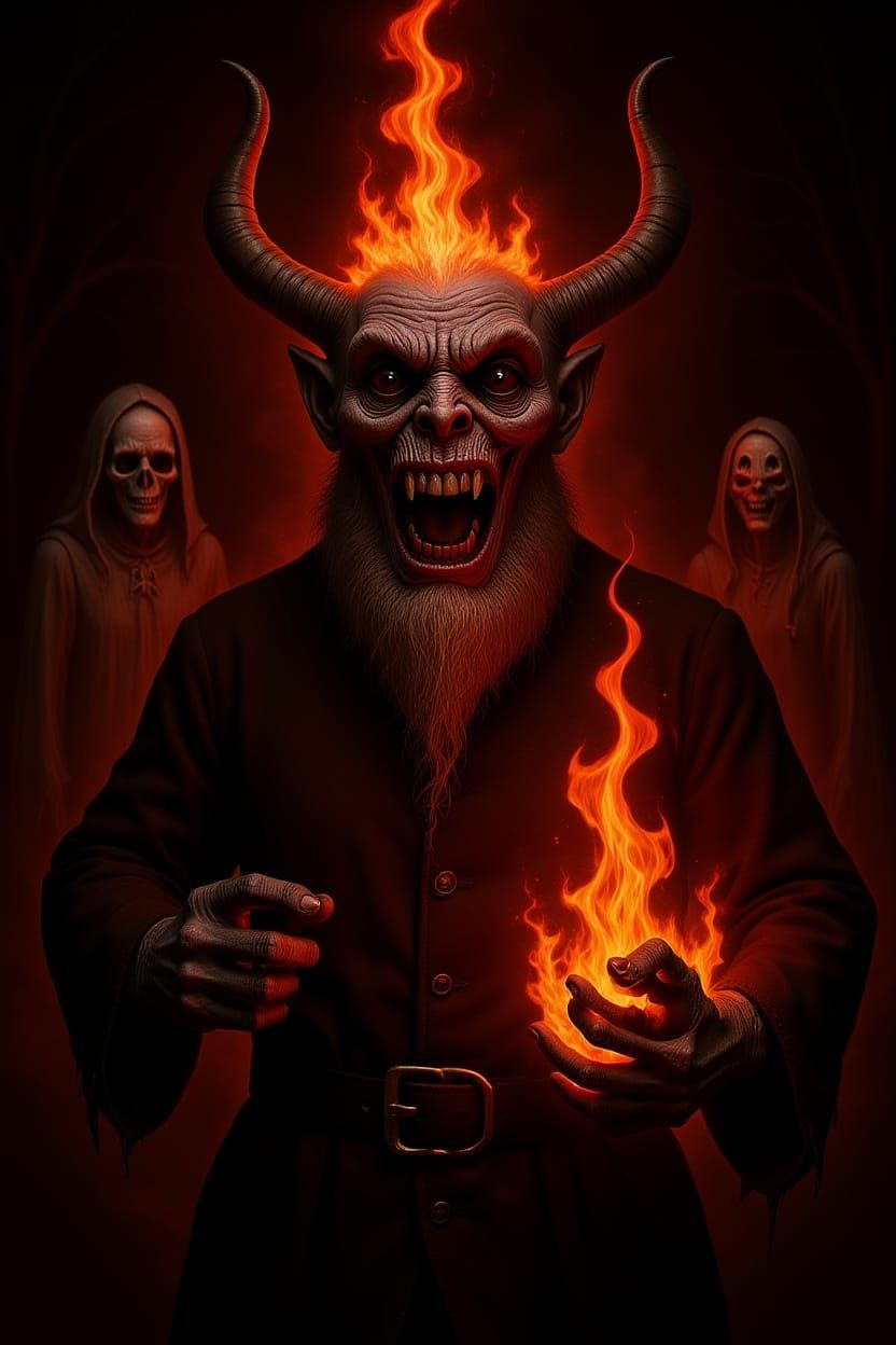 Evil Santa Krampus Fuses Christmas and Halloween in Fiery Cr...
