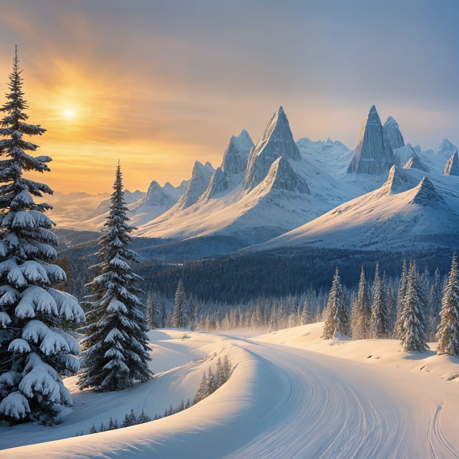 Snowy Landscape of Faith in Winter