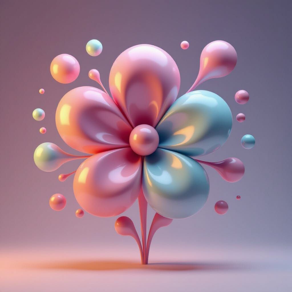 Abstract Flower Balloons in Futuristic 3D Style