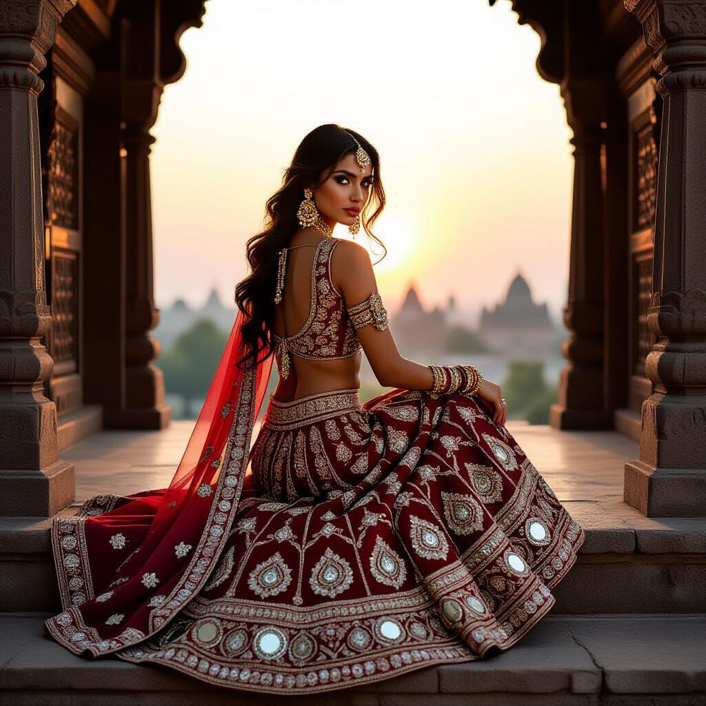Indian Model in Traditional Lehenga, Vogue India Style