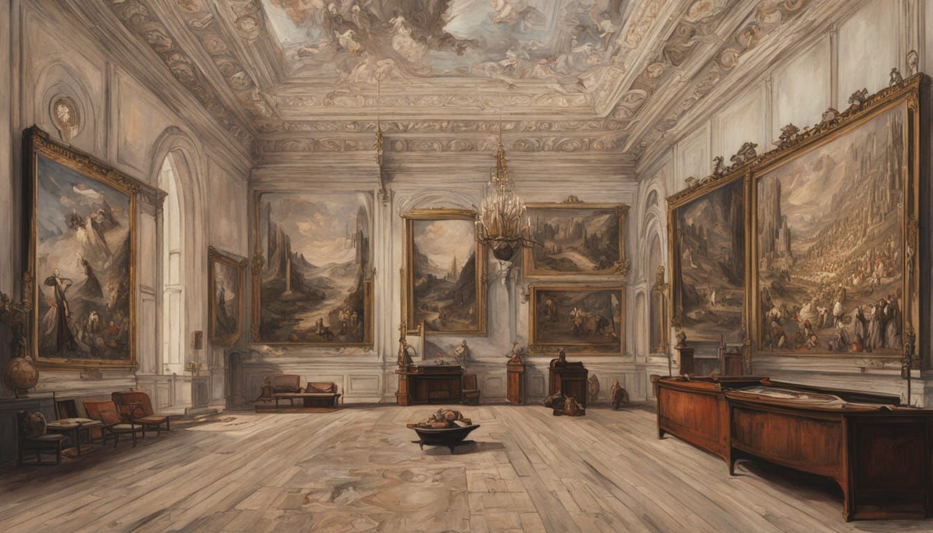 Epic Impressionist Still Life with Thick Brush Strokes and V...