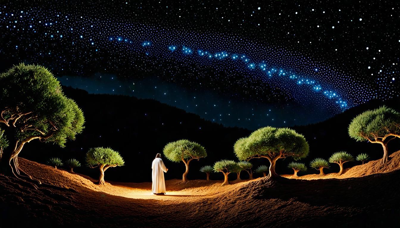 Jesus in Gethsemane: Starry Night Fantasy Photo