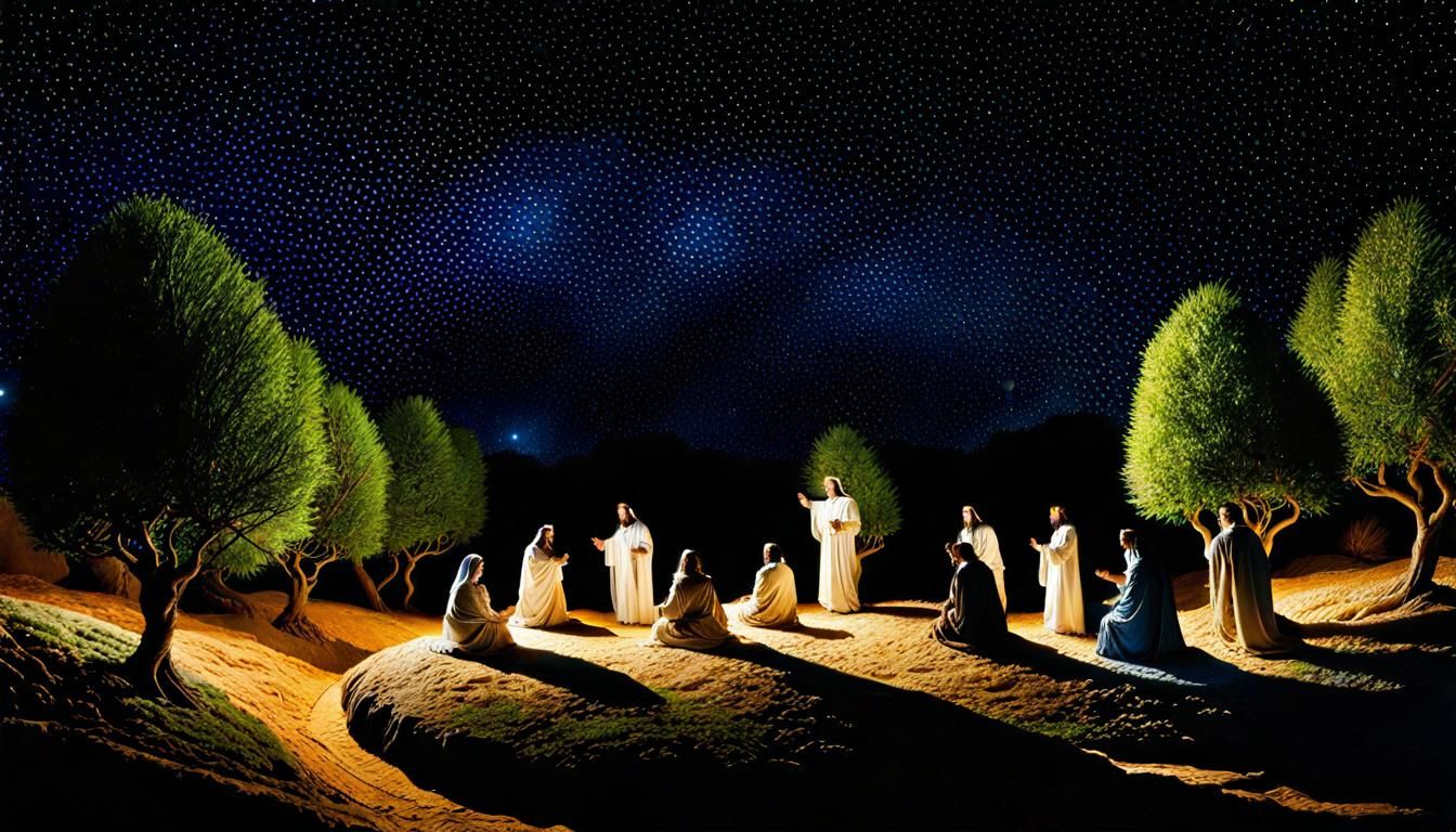 Garden of Gethsemane Under Starry Night Sky