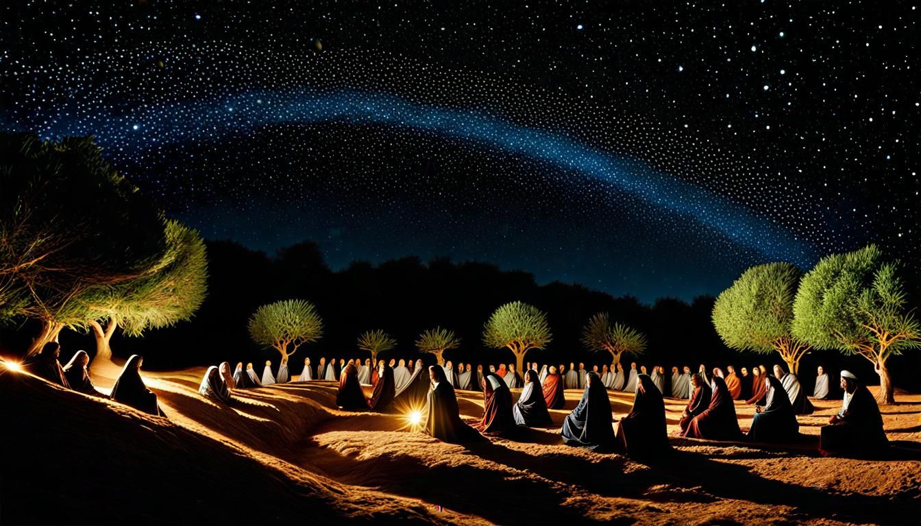 Starry Night: Jesus in Gethsemane, Gouache Impasto